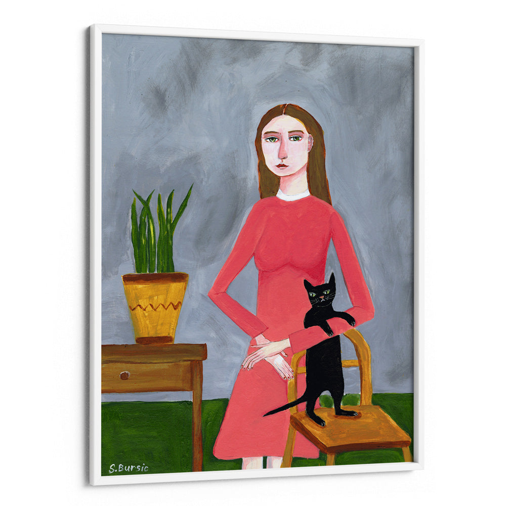 Cat Lady with Black Cat - XS / Matte Paper / Rolled Art - Nook At You