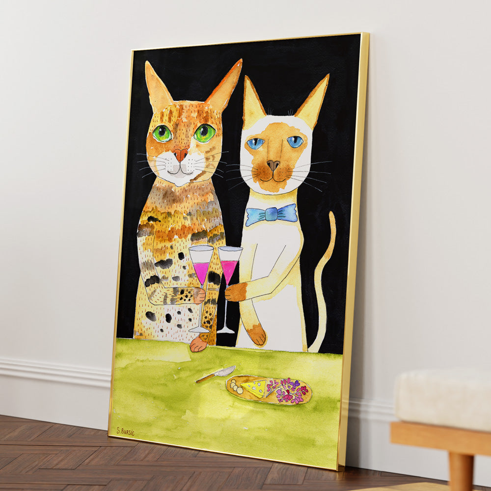 Cats Drinking Best Friends - XS / Matte Paper / Rolled Art - Nook At You