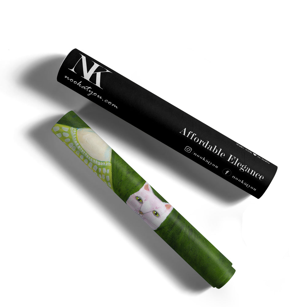 Cat Lady With Pink Cat - XS / Matte Paper / Rolled Art - Nook At You