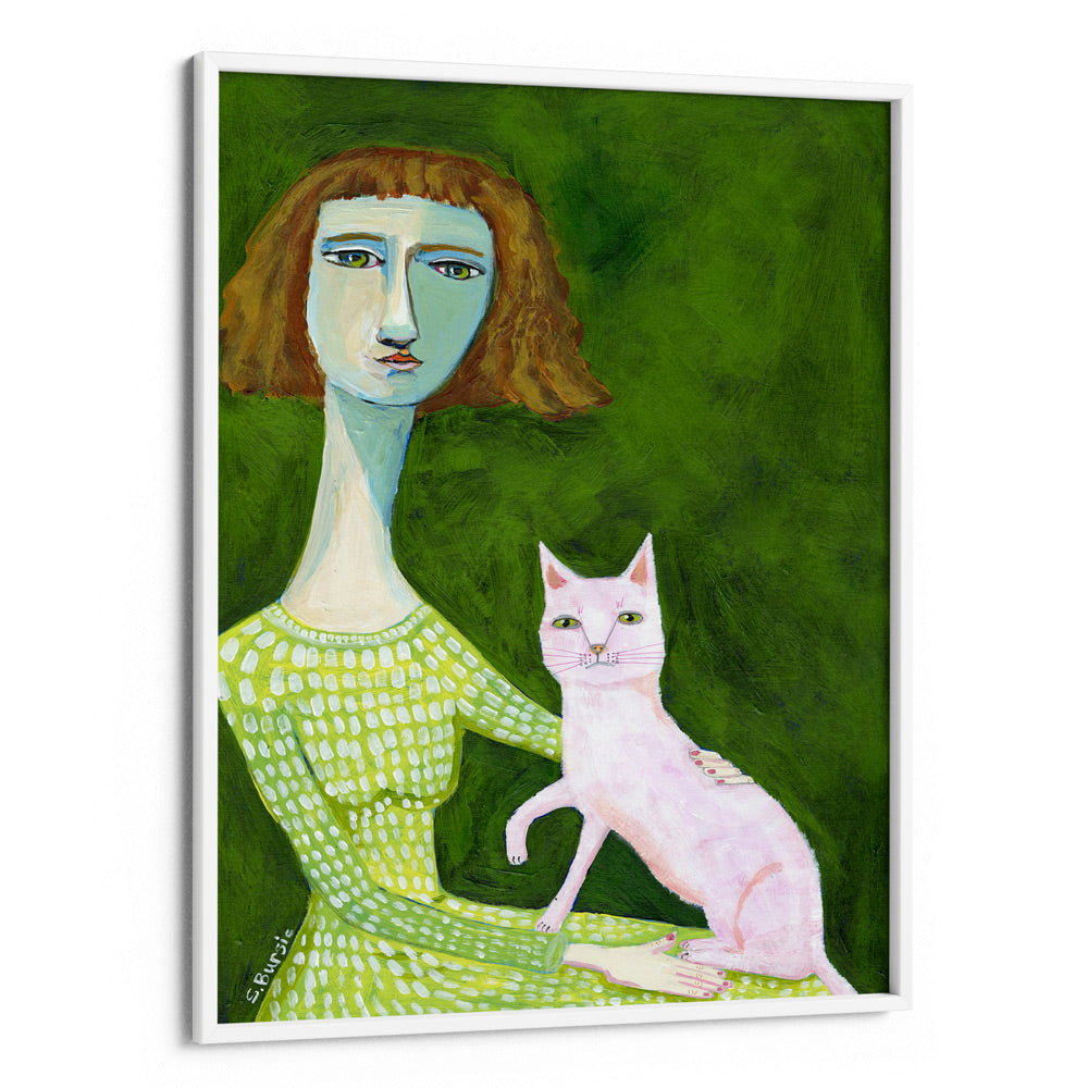 Cat Lady With Pink Cat - XS / Matte Paper / Rolled Art - Nook At You
