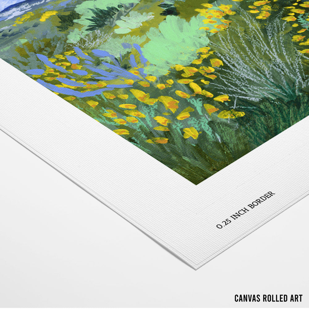 Blue Valley – Mountain Landscape Canvas Painting - XS / Matte Paper / Rolled Art - Nook At You
