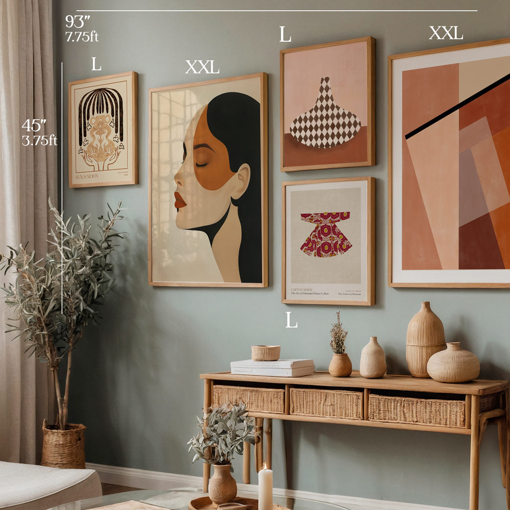 Boho Balance Gallery Wall Set Of 5 - 93Wx45H / Canvas / Rolled Art - Nook At You