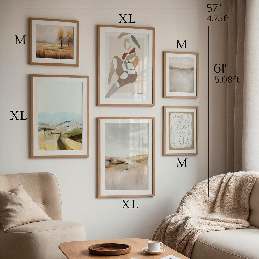 Soft Horizons Gallery Wall Set Of 6 - 57Wx61H / Matte Paper / Rolled Art - Nook At You