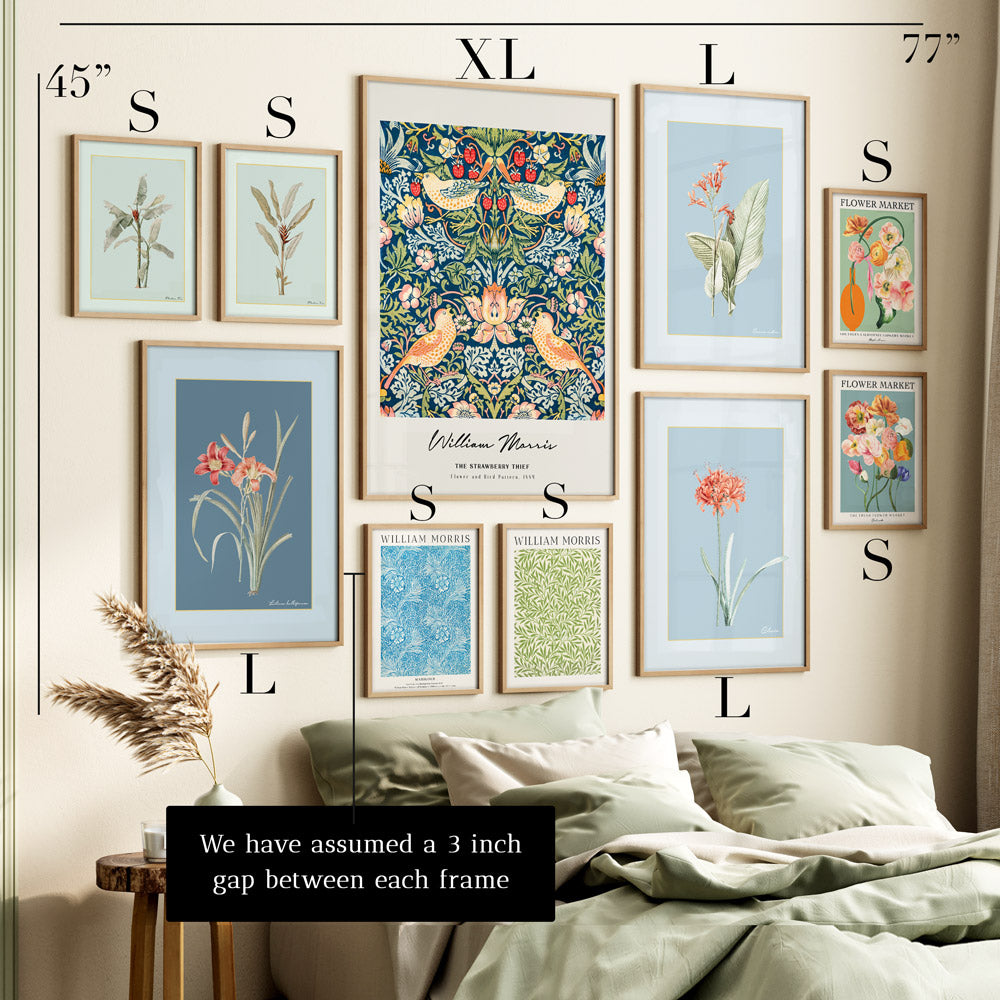 Botanical Blossoms Gallery Wall Set of 10 - 77Wx45H / Matte Paper / Rolled Art - Nook At You