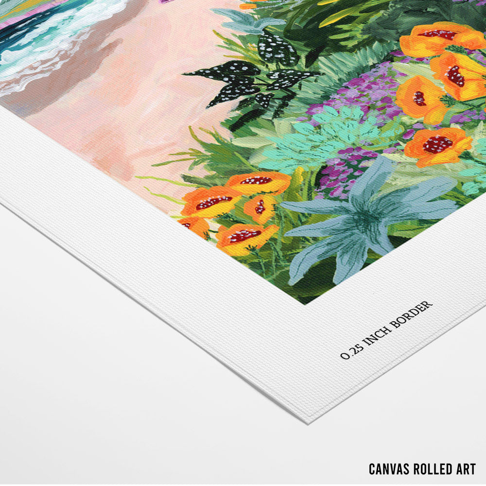 Coastal Bluffs Floral Seaside Landscape Art Painting - XS / Matte Paper / Rolled Art - Nook At You