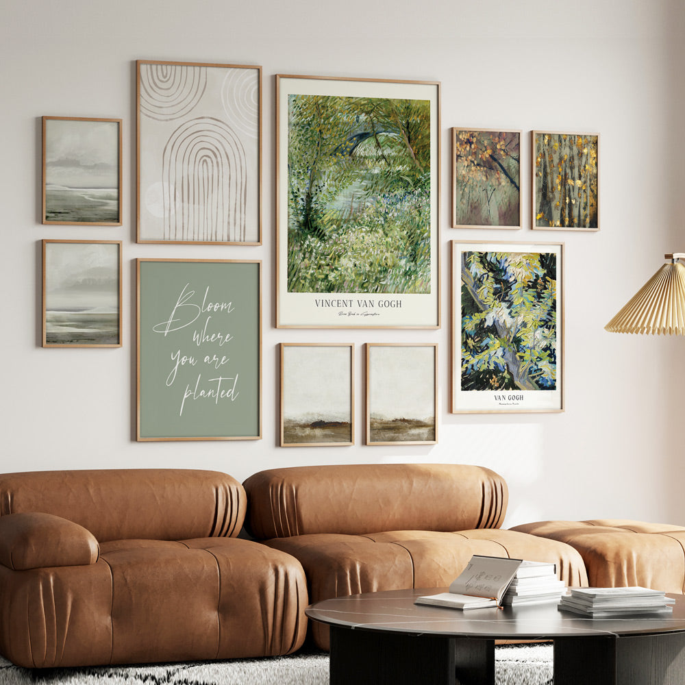 A Green And Beige Botanical Gallery Wall Set Of 10 For Living Room