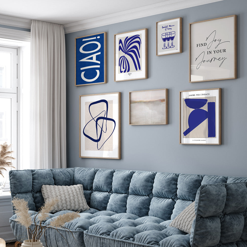 Serene Blues Gallery Wall Set of 7