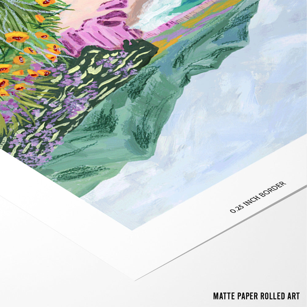Coastal Bluffs Floral Seaside Landscape Art Painting - XS / Matte Paper / Rolled Art - Nook At You