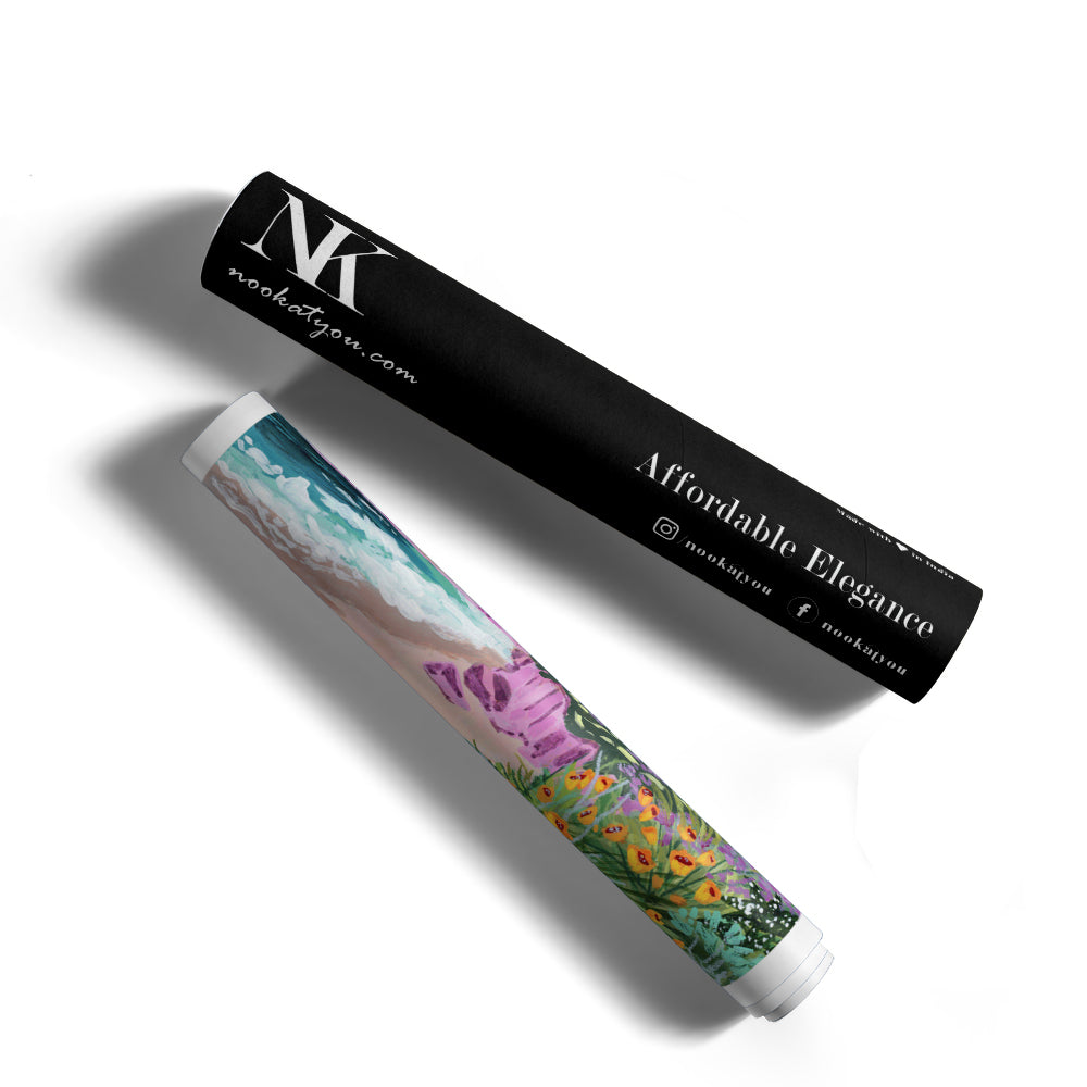 Coastal Bluffs Floral Seaside Landscape Art Painting - XS / Matte Paper / Rolled Art - Nook At You