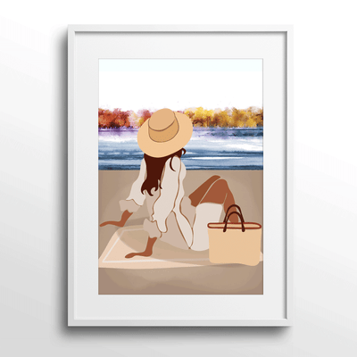 A Day At The Beach Nook At You Matte Paper White Frame With Mount