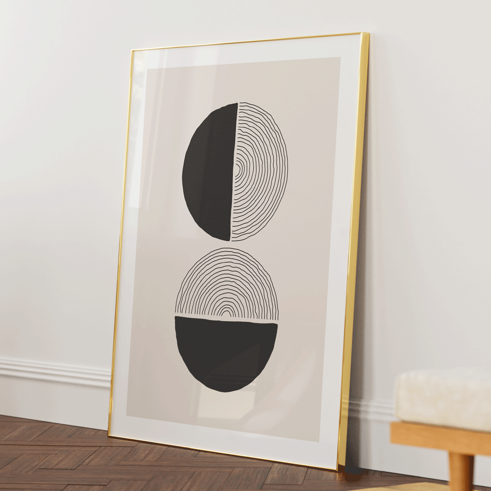 Abstract Geometric III Nook At You Matte Paper Gold Metal Frame