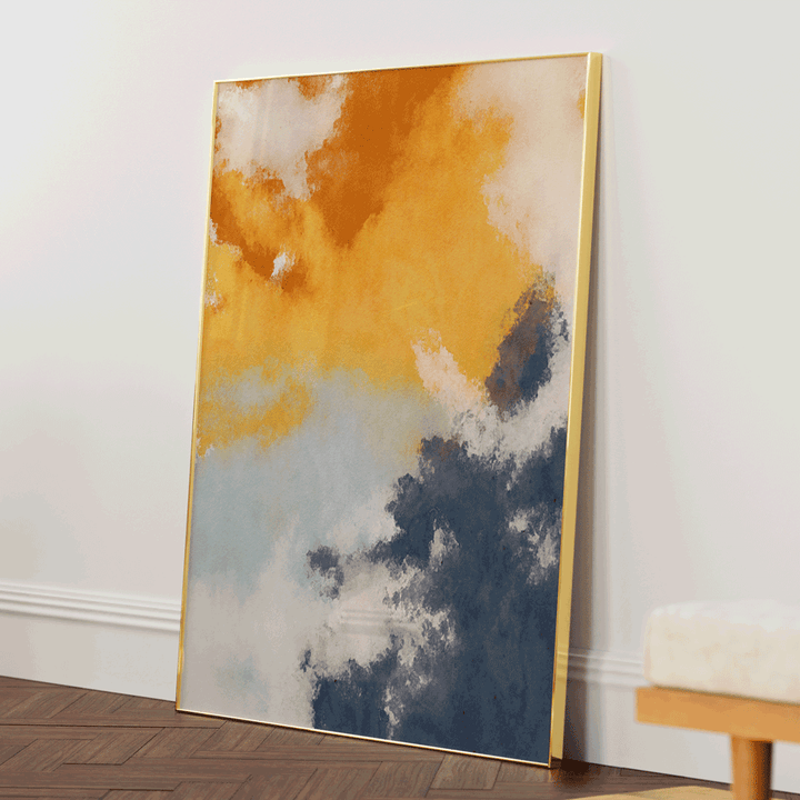 Chaos Abstract Wall Art-Gold Metal Frame-Nook At You