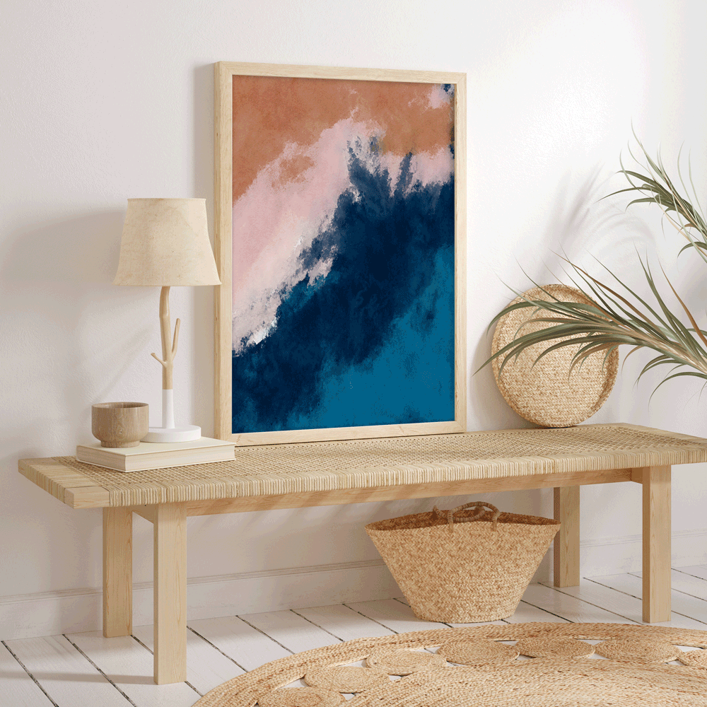 Indigo Edge Abstract Wall Art-Rolled Art-Nook At You