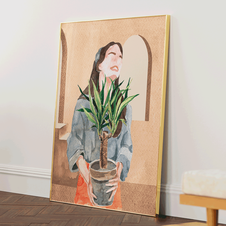 Happiness Nook At You Matte Paper Gold Metal Frame