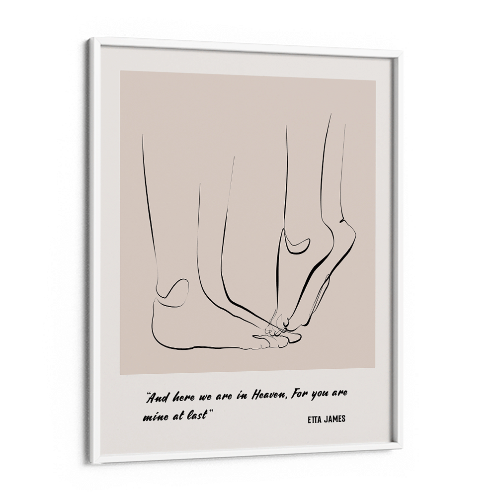 Personalized Line Art - Tip Toe (Beige) Nook At You Matte Paper White Frame
