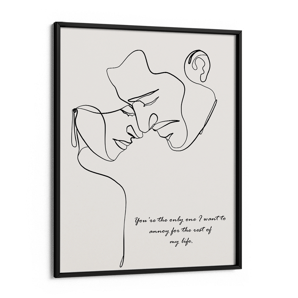 Personalized Line Art - Love (Beige) Nook At You Matte Paper Black Frame
