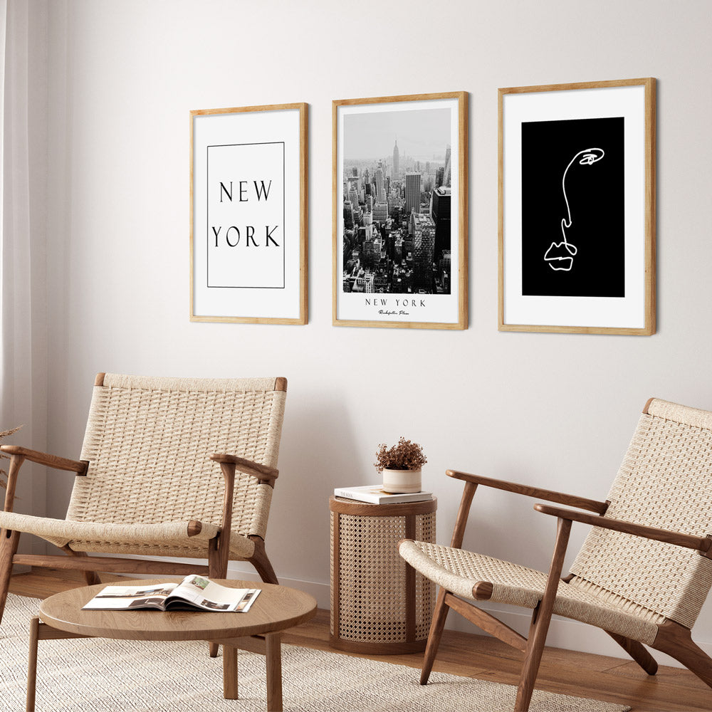 New York Set of 3 Nook At You Matte Paper Rolled Art