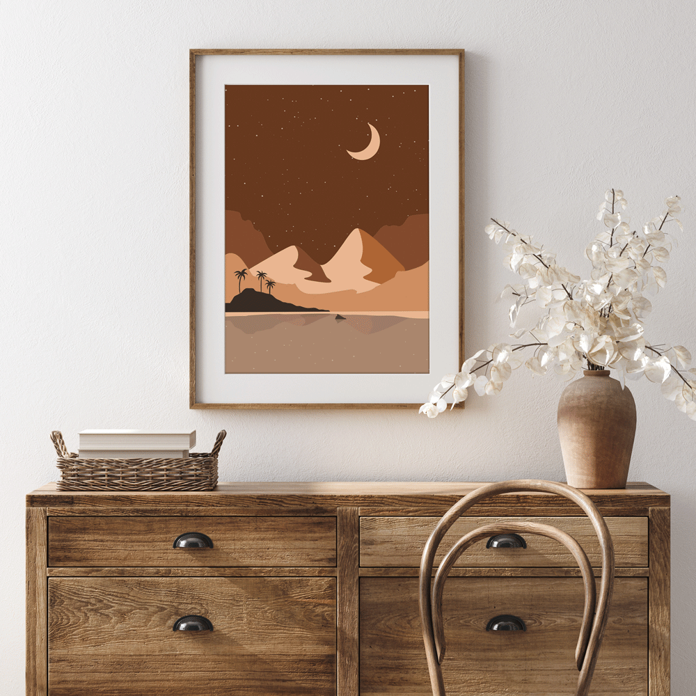 Island At Night Landscape Art - XS / Matte Paper / Rolled Art - Nook At You