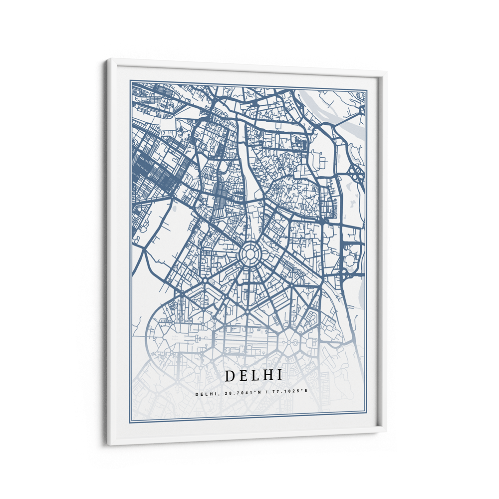 Map Art - Powder Blue - Classic Nook At You Matte Paper White Frame