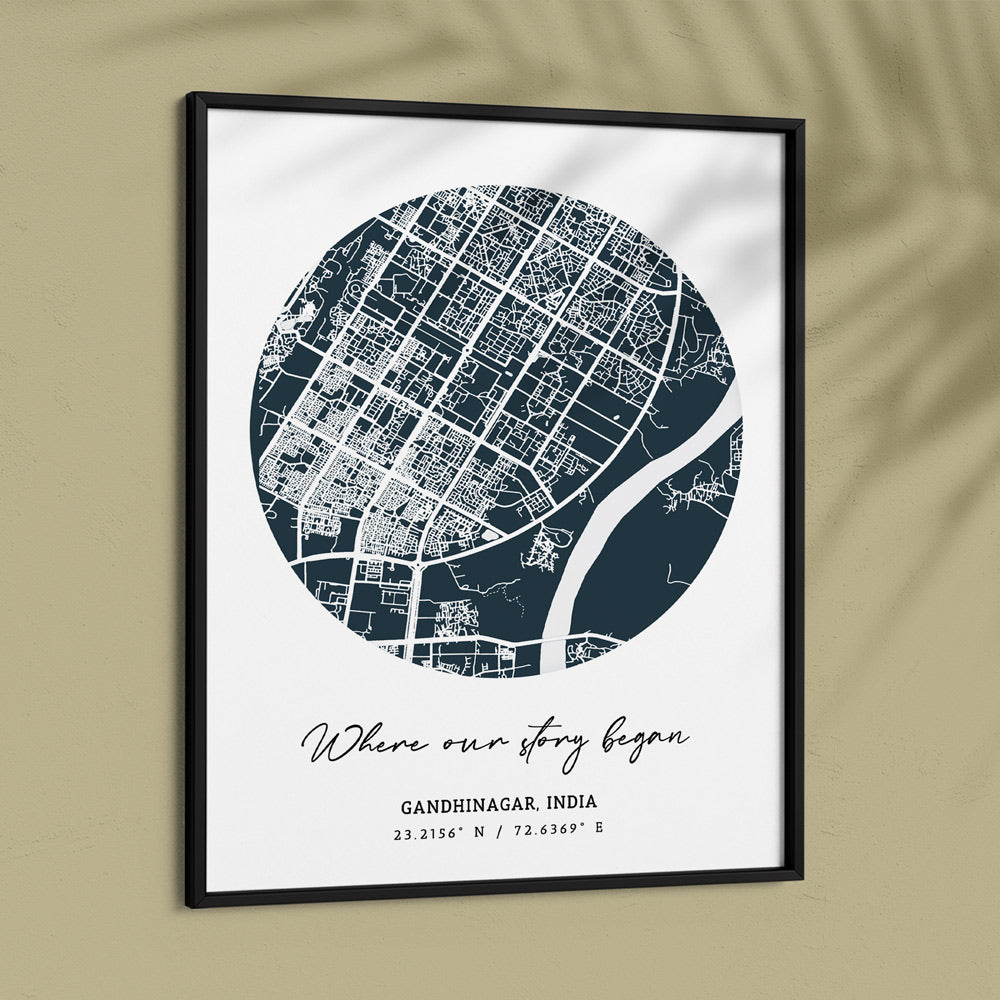 Map Art - Deep Blue - The Minimalist Nook At You