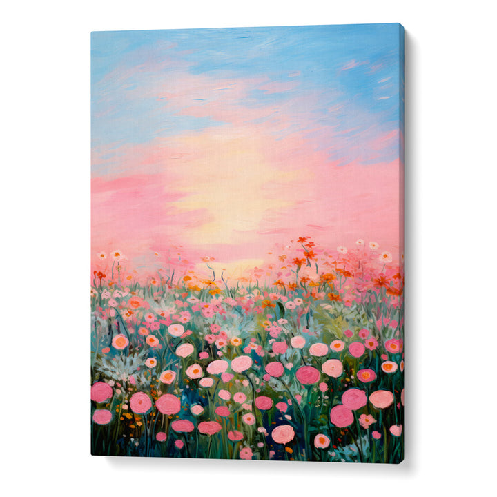 Pink Sunrise Nature Canvas Paintings