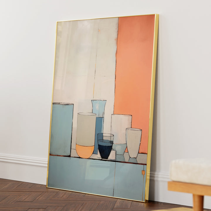 Pastel Still Life Abstract Painting-Gold Metal Frame-Nook At You
