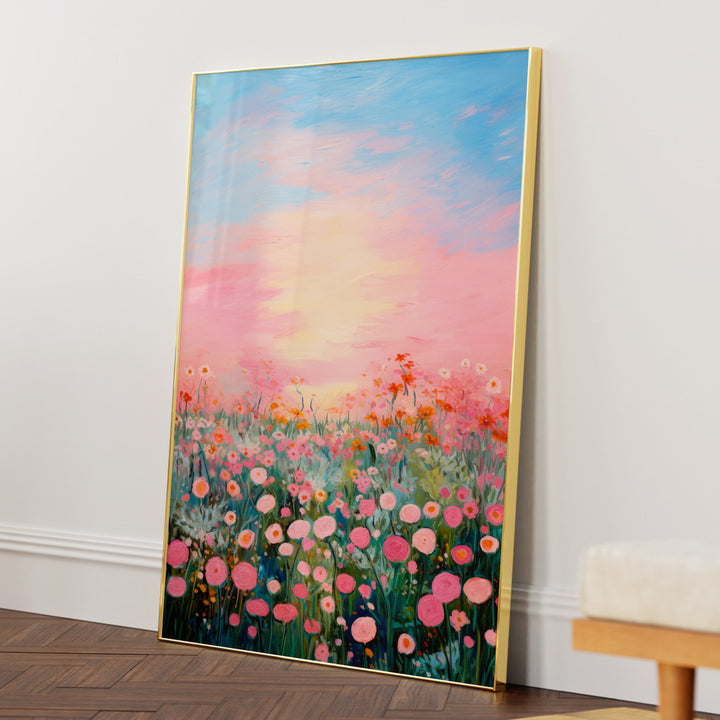 Pink Sunrise Nature Canvas Paintings