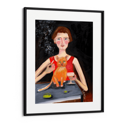 Vintage Woman With Cocktail And Cat