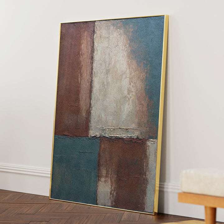 Lounge Abstract Painting-Gold Metal Frame-Nook At You