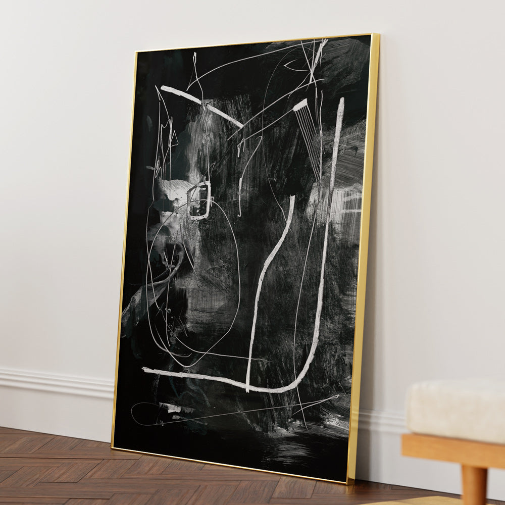 Mono Canvas Painting-Gold Metal Frame-Nook At You