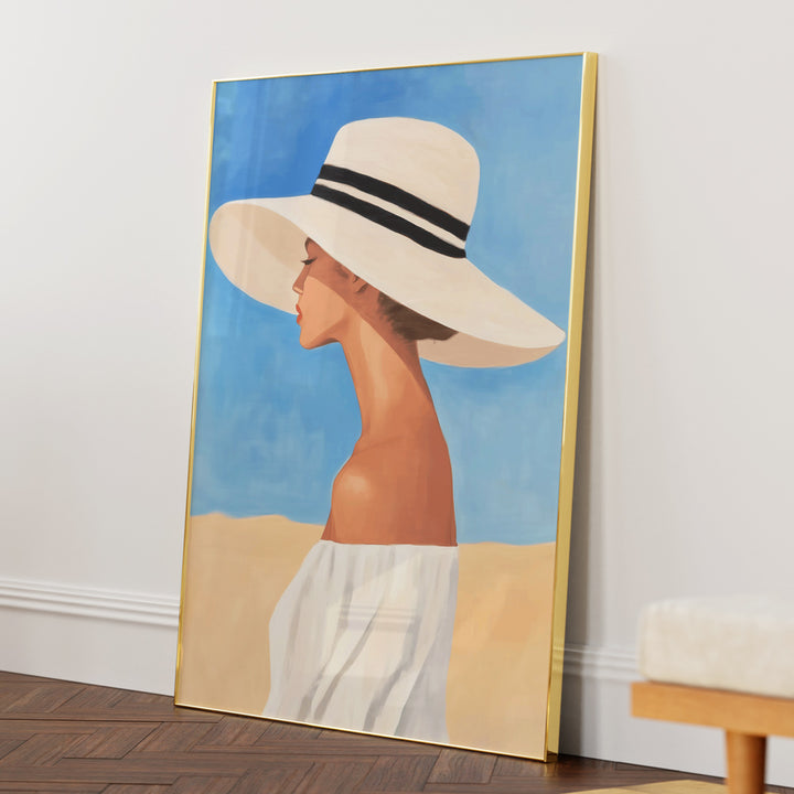 Woman in Wide Brimmed Hat Boho Art Painting