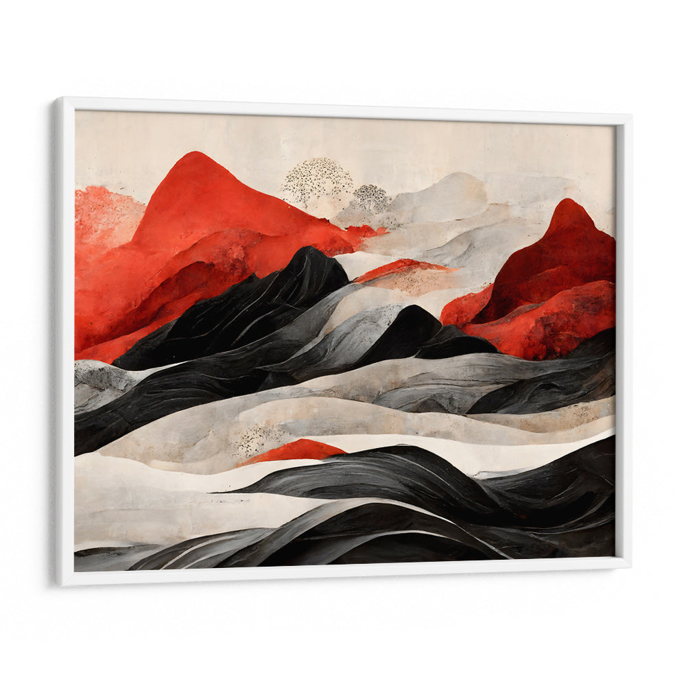 Dynamic Mountain Waves | Large Red Abstract Landscape Painting