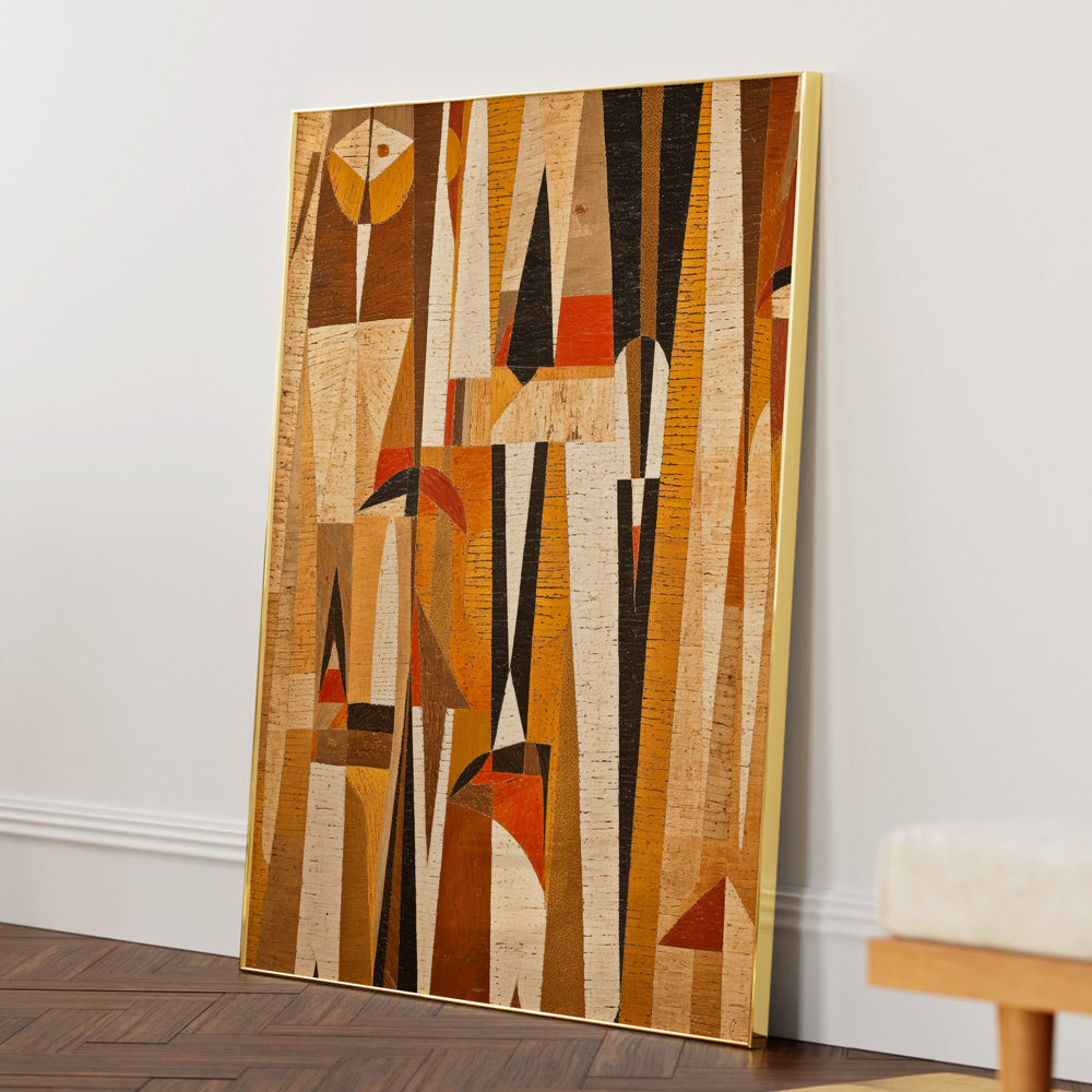Mosaic Nature Abstract Painting-Gold Metal Frame-Nook At You