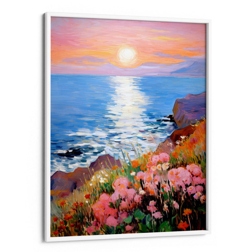 natsu さん　sea of rose アート Serene Watercolour Canvas Painting Of Sunset By A Lake With