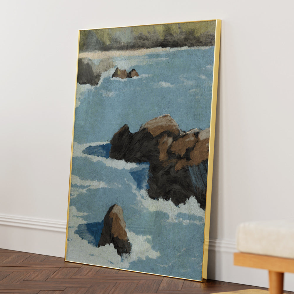 Cliff View Landscape Wall Art Painting Scenery Painting-Gold Metal Frame-Nook At You