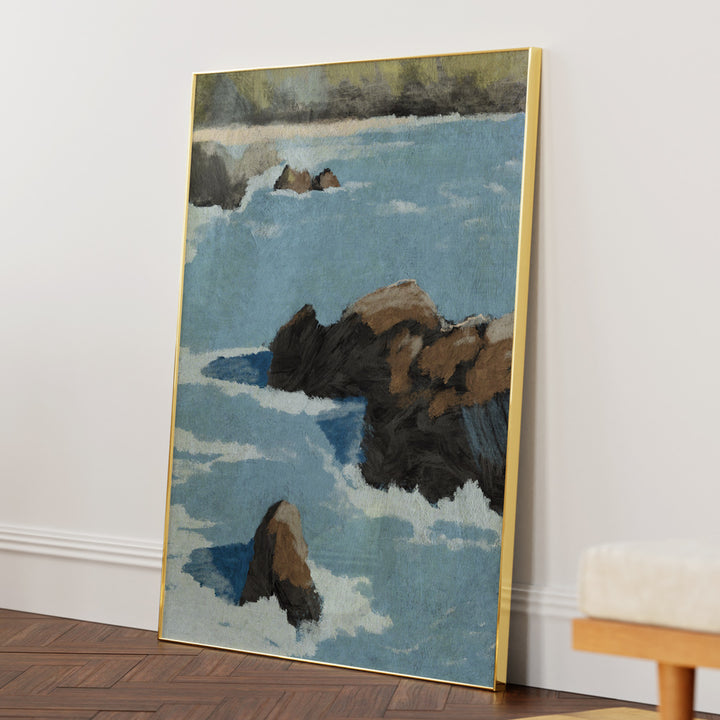 Cliff View Landscape Wall Art Painting Scenery Painting-Gold Metal Frame-Nook At You