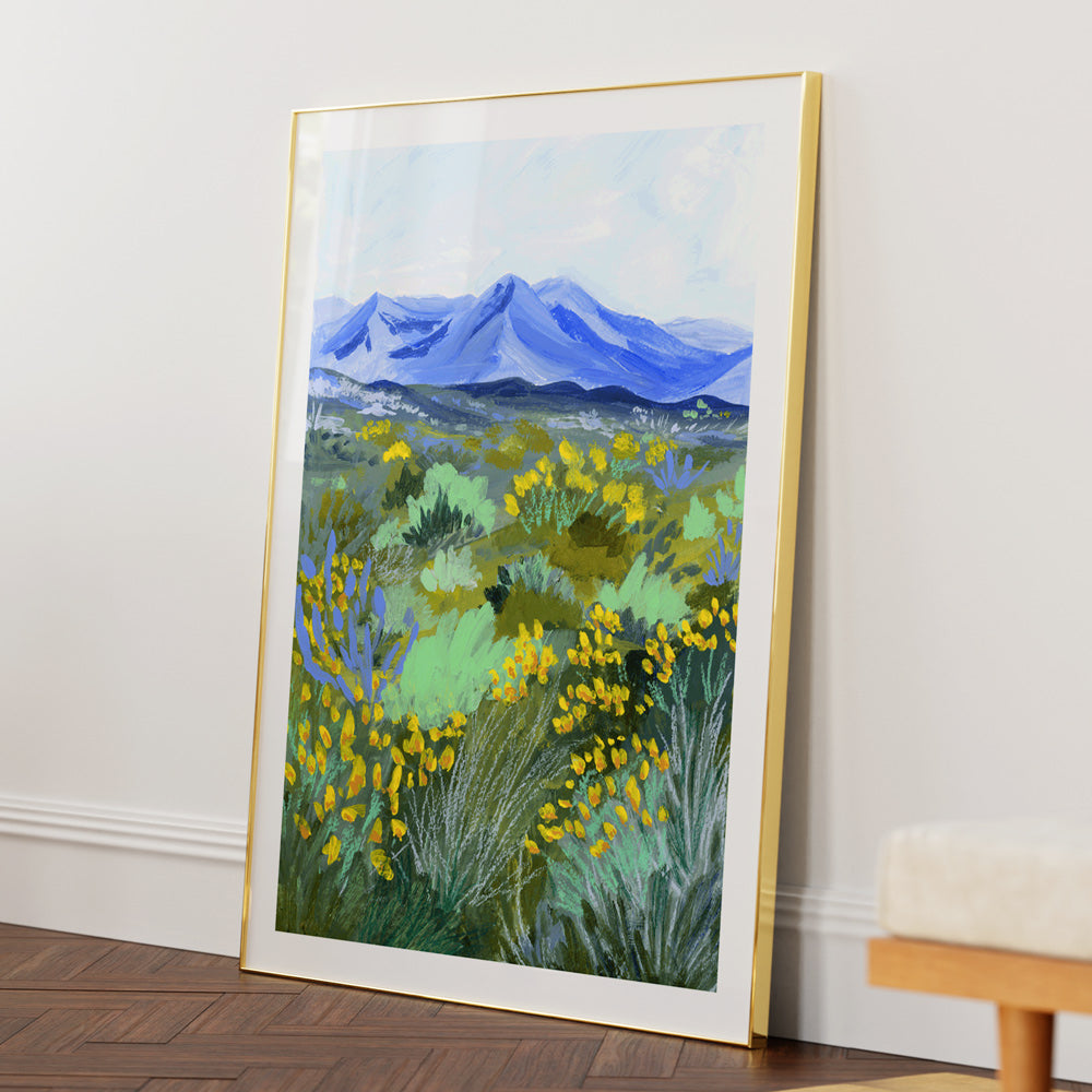 Blue Valley – Mountain Landscape Canvas Painting - XS / Matte Paper / Rolled Art - Nook At You