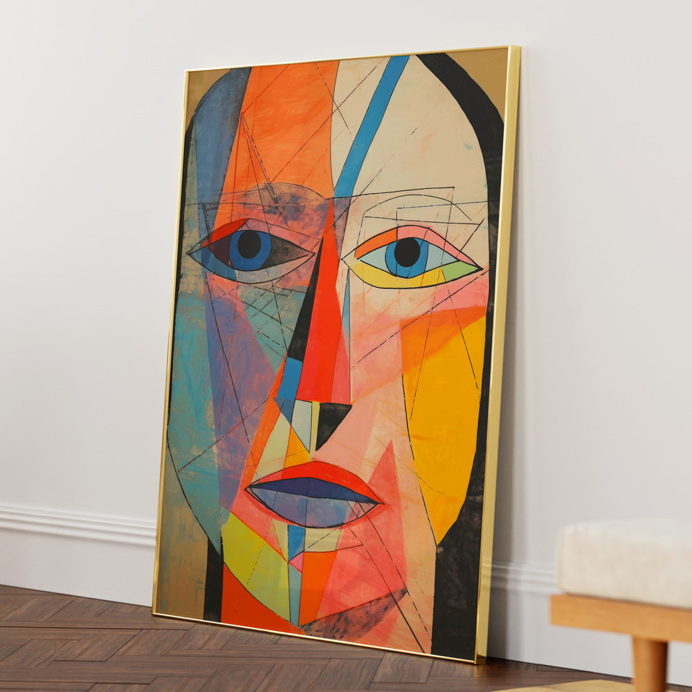 The Face Abstract Painting-Gold Metal Frame-Nook At You