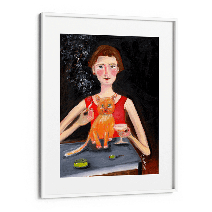 Vintage Woman With Cocktail And Cat