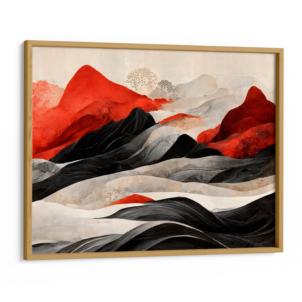 Dynamic Mountain Waves | Large Red Abstract Landscape Painting