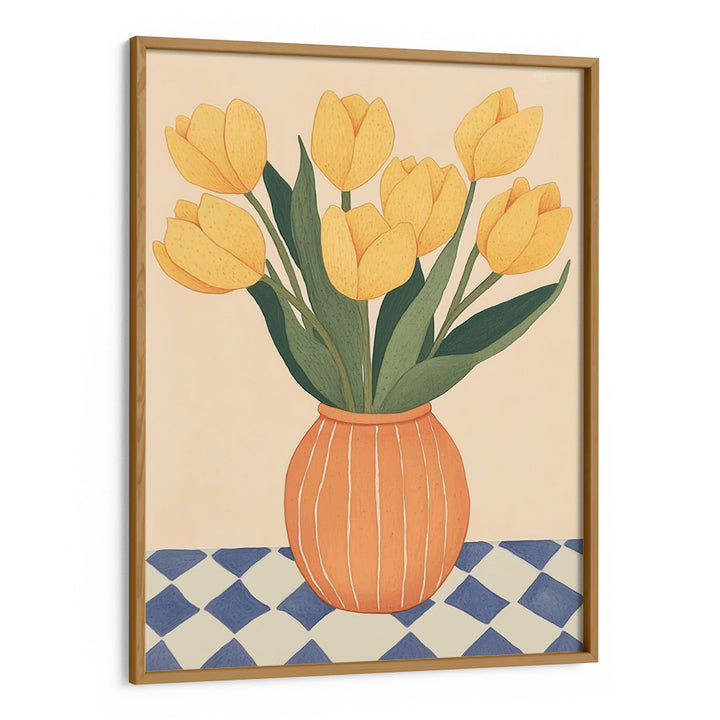 Yellow Tulips in Orange Vase Boho Art Painting