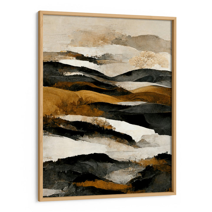 Ochre And Beige Mountains Abstract Painting Landscape Art-Wooden Frame-Nook At You