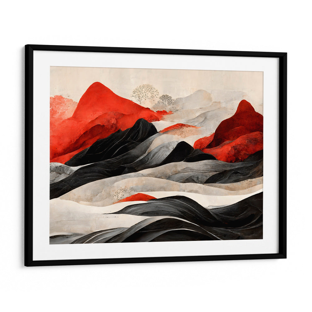 Dynamic Mountain Waves | Large Red Abstract Landscape Painting