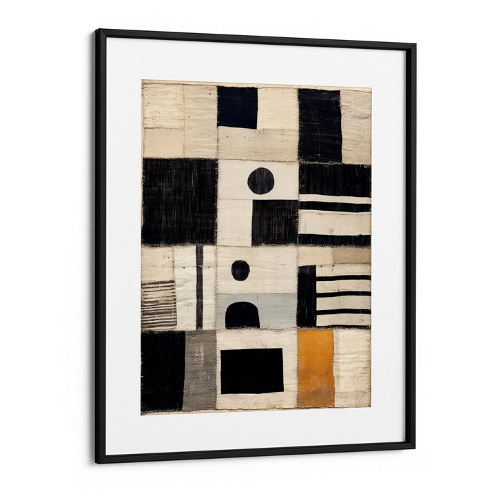 Sewn Fabric Abstract Painting-Black Frame With Mount-Nook At You