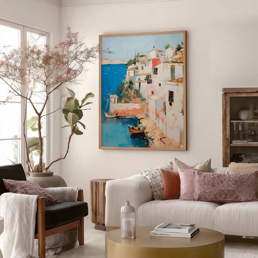 Town By the Sea Landscape Wall Art - XS / Matte Paper / Rolled Art - Nook At You