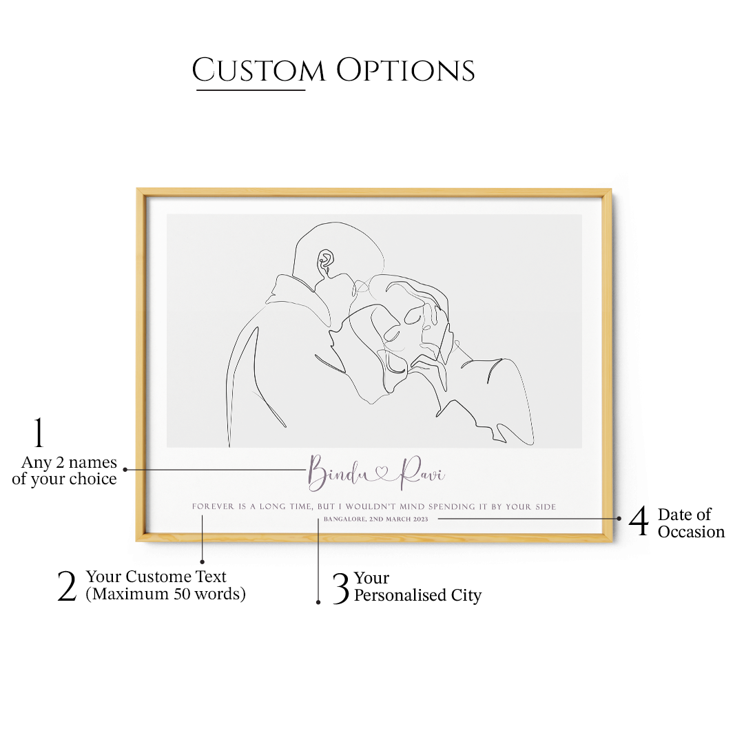 Personalized Line Art - Affection - XS / Matte Paper / Rolled Art - Nook At You