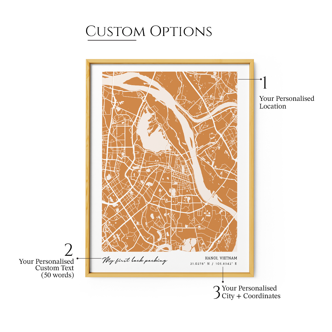 Street Map Art - Amber - Modern #1 - XS / Canvas / Rolled Art - Nook At You