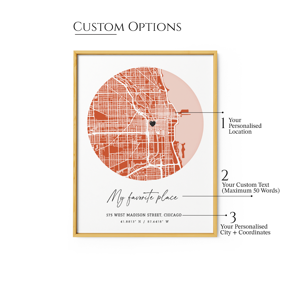 Street Map Art - Burnt Orange - The Minimalist - XS / Canvas / Rolled Art - Nook At You