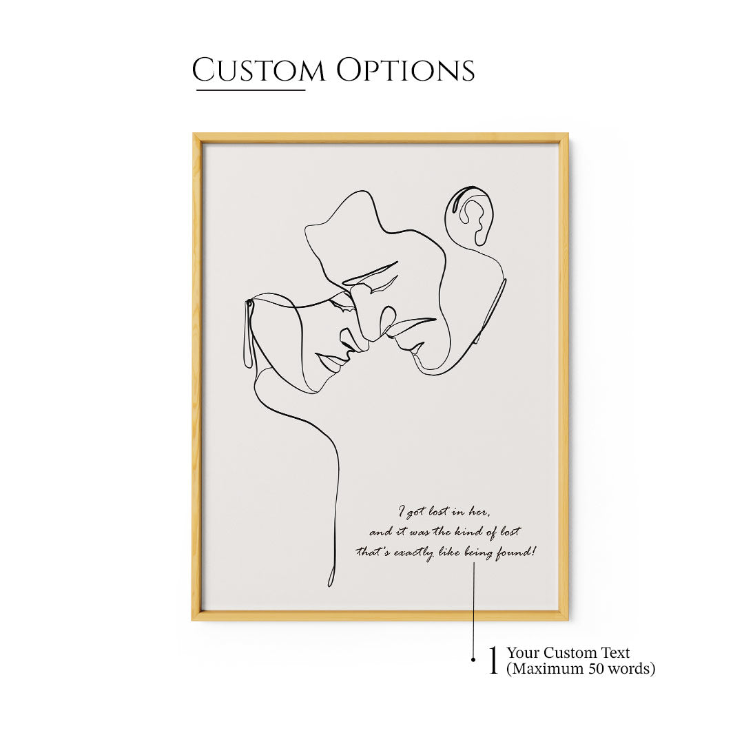 Personalized Line Art - Love (Beige) - XS / Matte Paper / Rolled Art - Nook At You