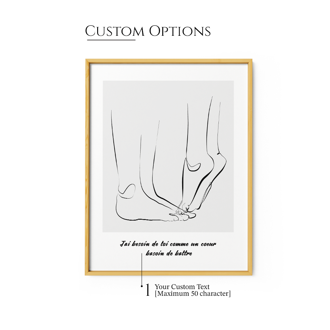 Custom Line Art - Tip Toe (Grey) - XS / Matte Paper / Rolled Art - Nook At You